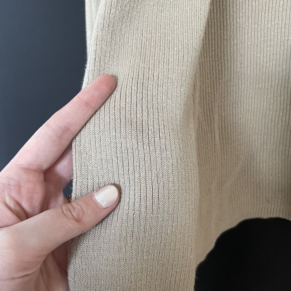 J. Jill Open Front Cardigan L Petite Beige Women Ribbed Cotton Blend - Picture 4 of 7